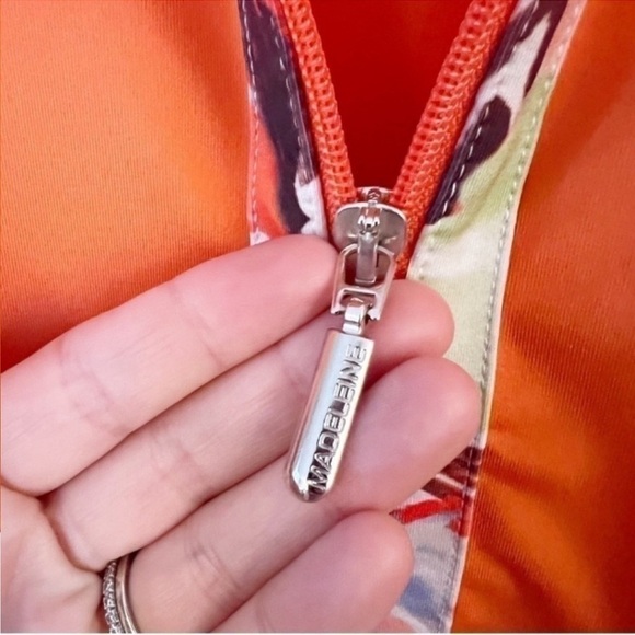 Madeleine Floral Two Way Zip Up Track Jacket Size 10 Orange Multi Color - Picture 6 of 11